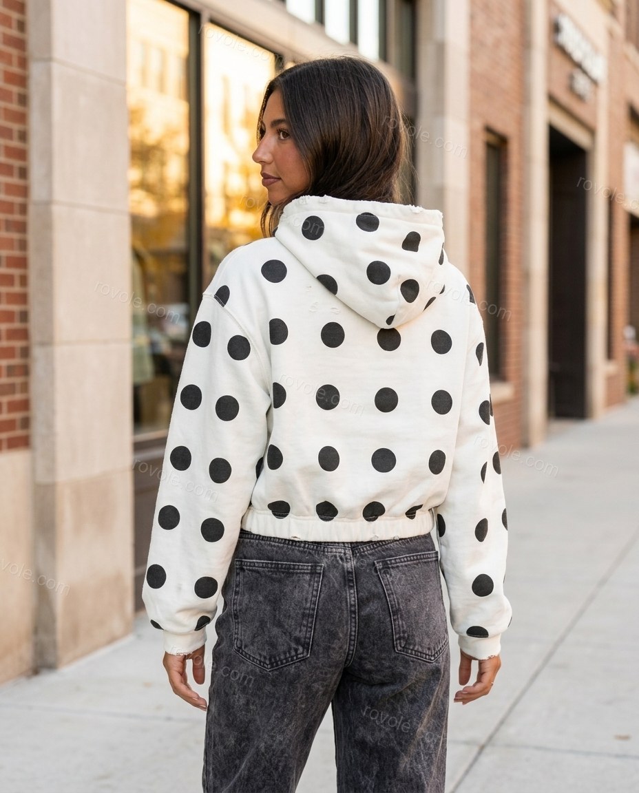 White Polka Dot Knit Top, alternate use-case lifestyle view, by rovole.com