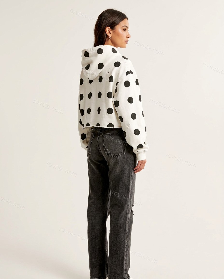 White Polka Dot Knit Top, back studio view, by rovole.com