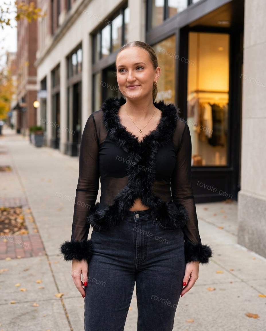 Black Faux-Fur Two-Piece Set, alternate use-case lifestyle view, by rovole.com