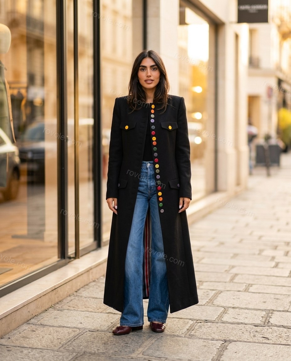 Black Coat, three-quarter brand lifestyle view, by rovole.com