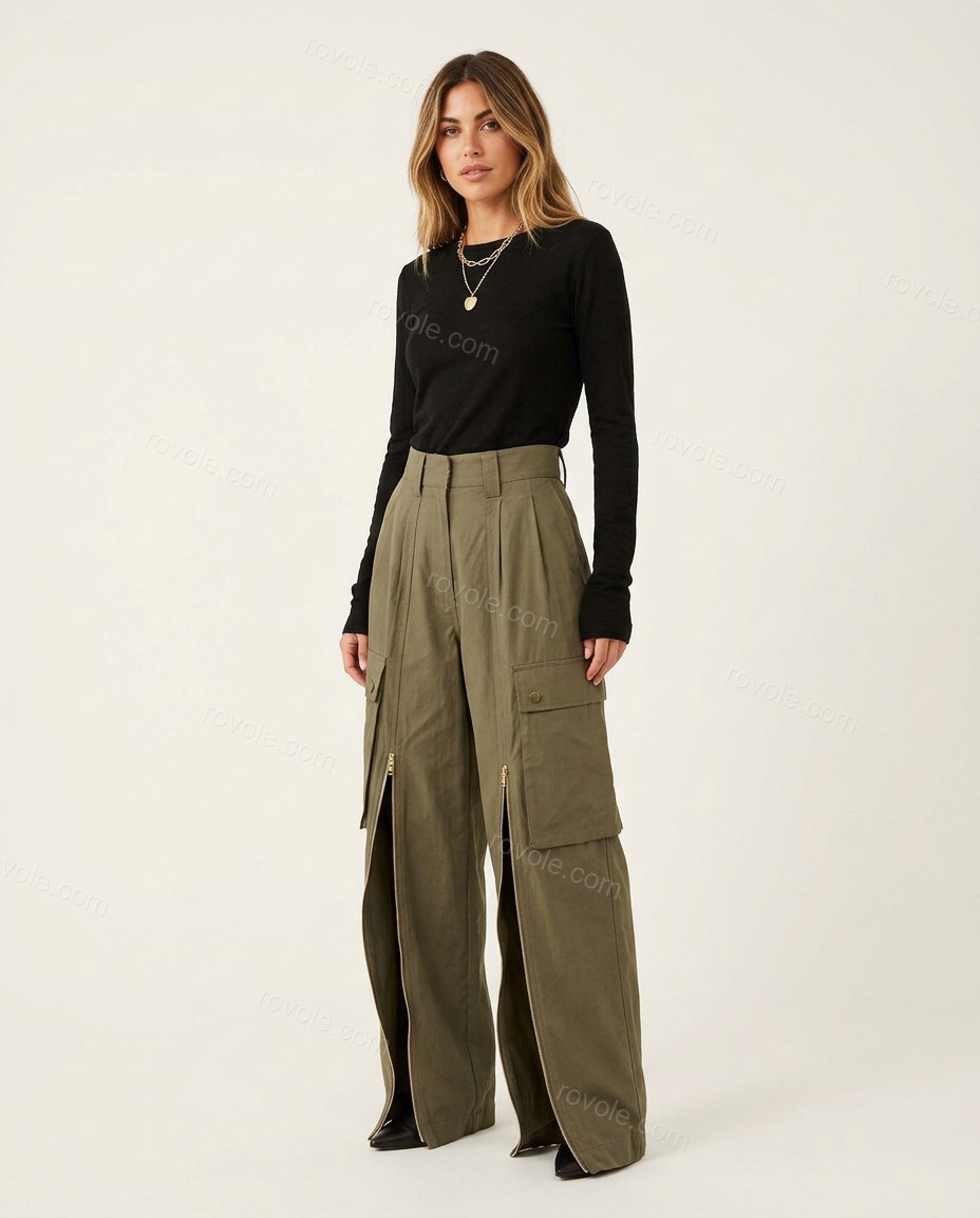Olive Green Pleated Pants, front studio view, by rovole.com