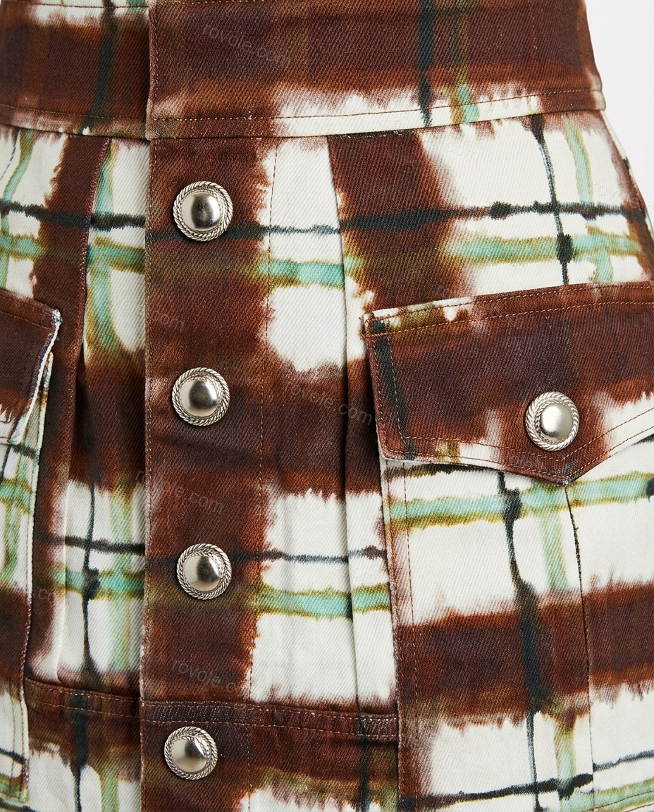 Brown Plaid Mini Top & Skirt Set, close-up of plaid, by rovole.com