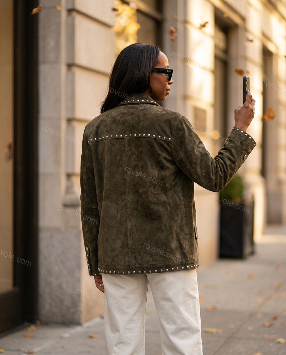 Olive Green Two-Piece Set, three-quarter brand lifestyle view, by rovole.com