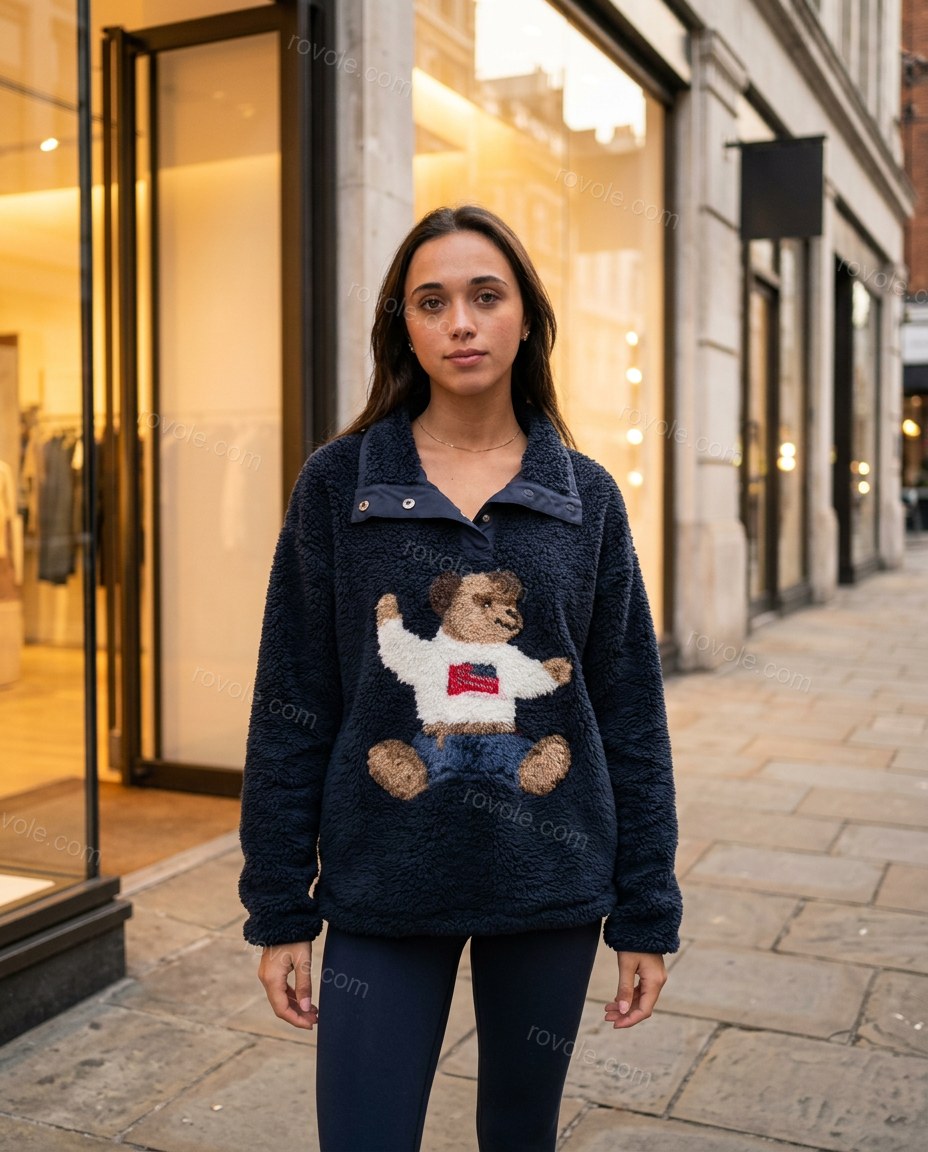 Navy Blue Top, three-quarter brand lifestyle view, by rovole.com