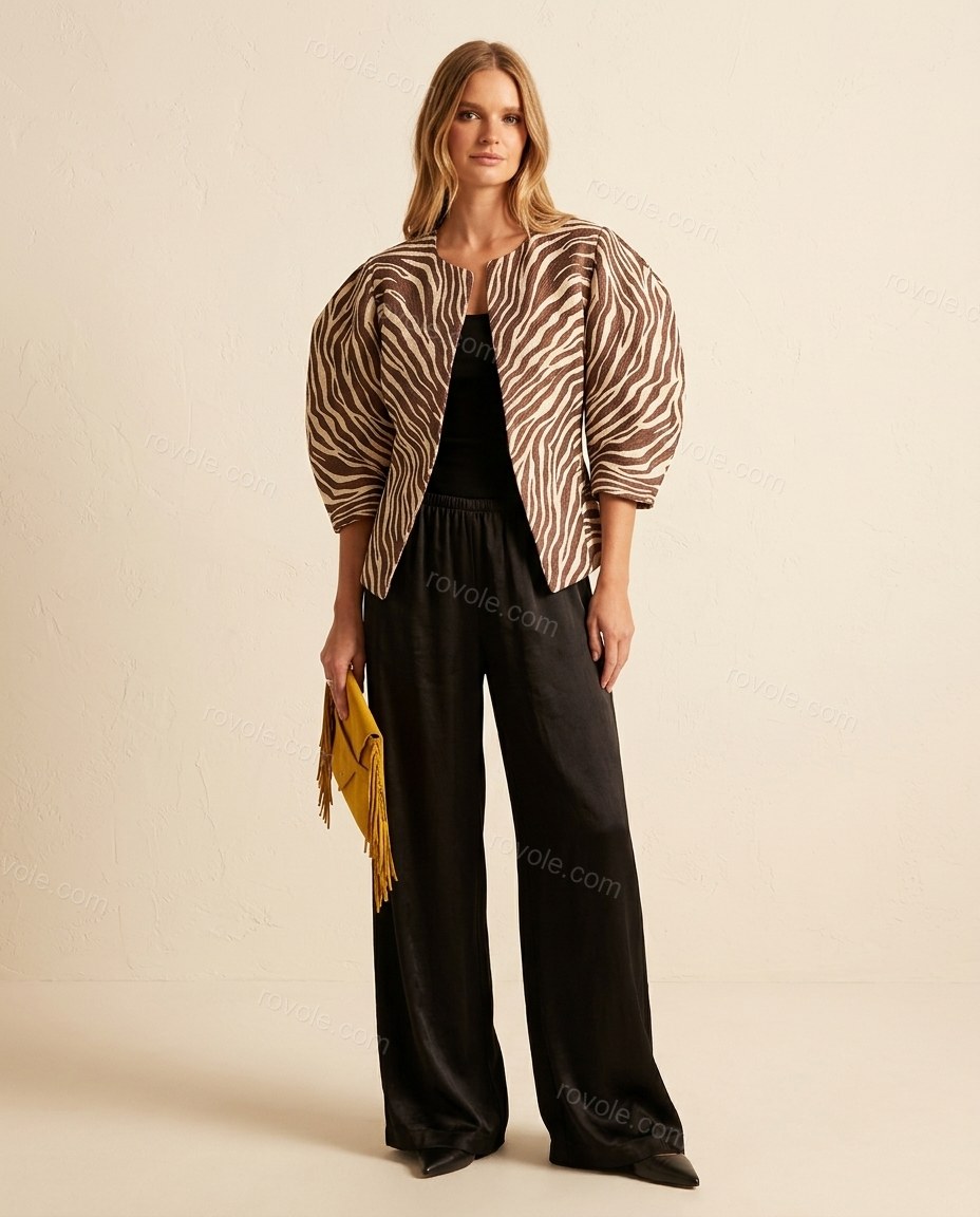 Brown Animal Print Jacket, full-length hero view, by rovole.com
