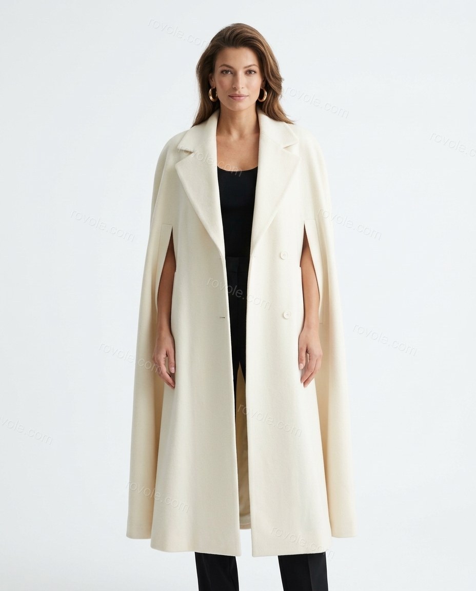 Cream Cape Coat, front studio view, by rovole.com