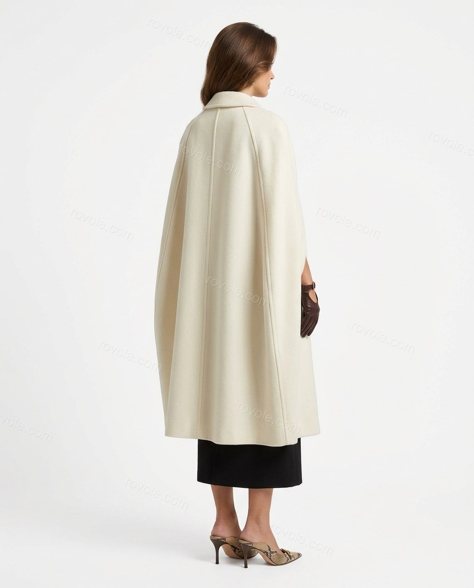 Cream Cape Coat, back studio view, by rovole.com