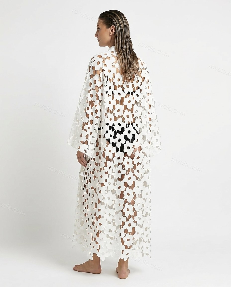 Ivory City-Ready Floral Long-Sleeve Jacket by Rovole