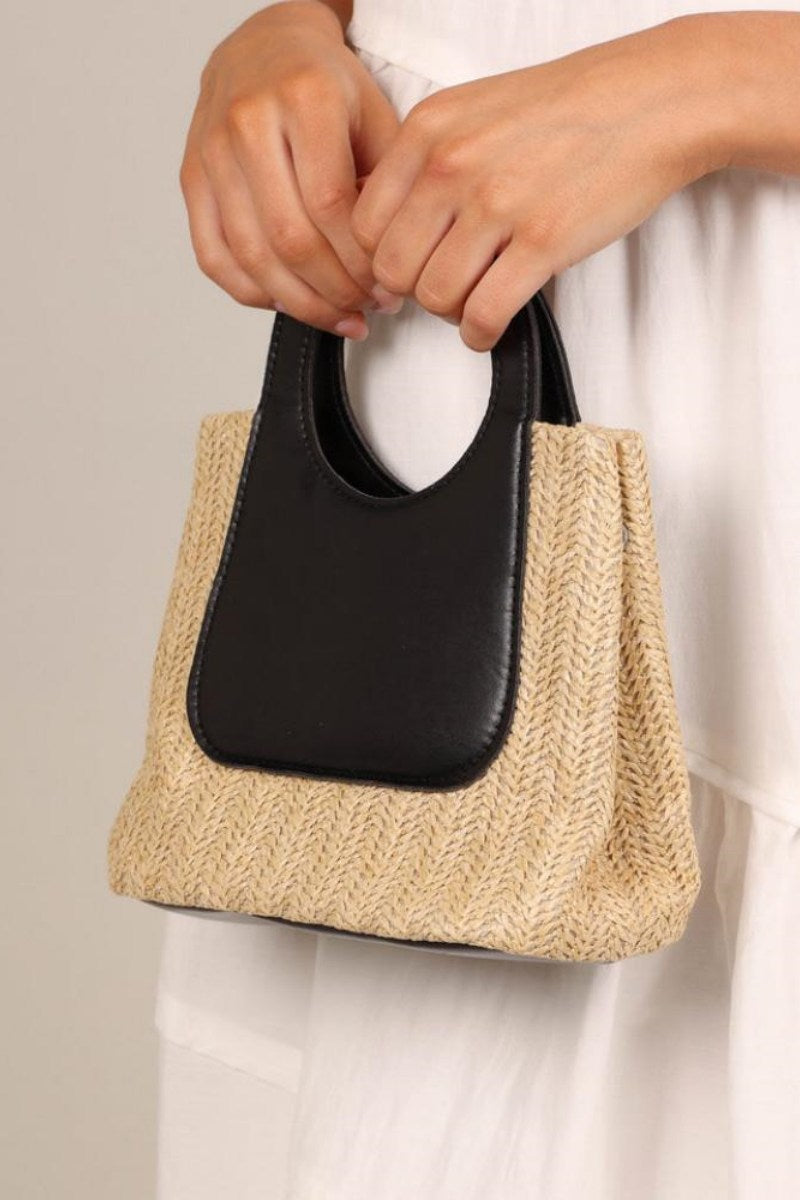 Sigrid Leather Straw Tote Bag-ROVOLE