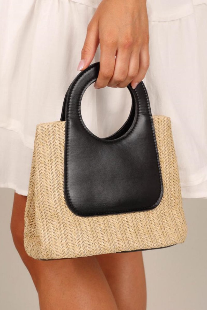 Sigrid Leather Straw Tote Bag-ROVOLE