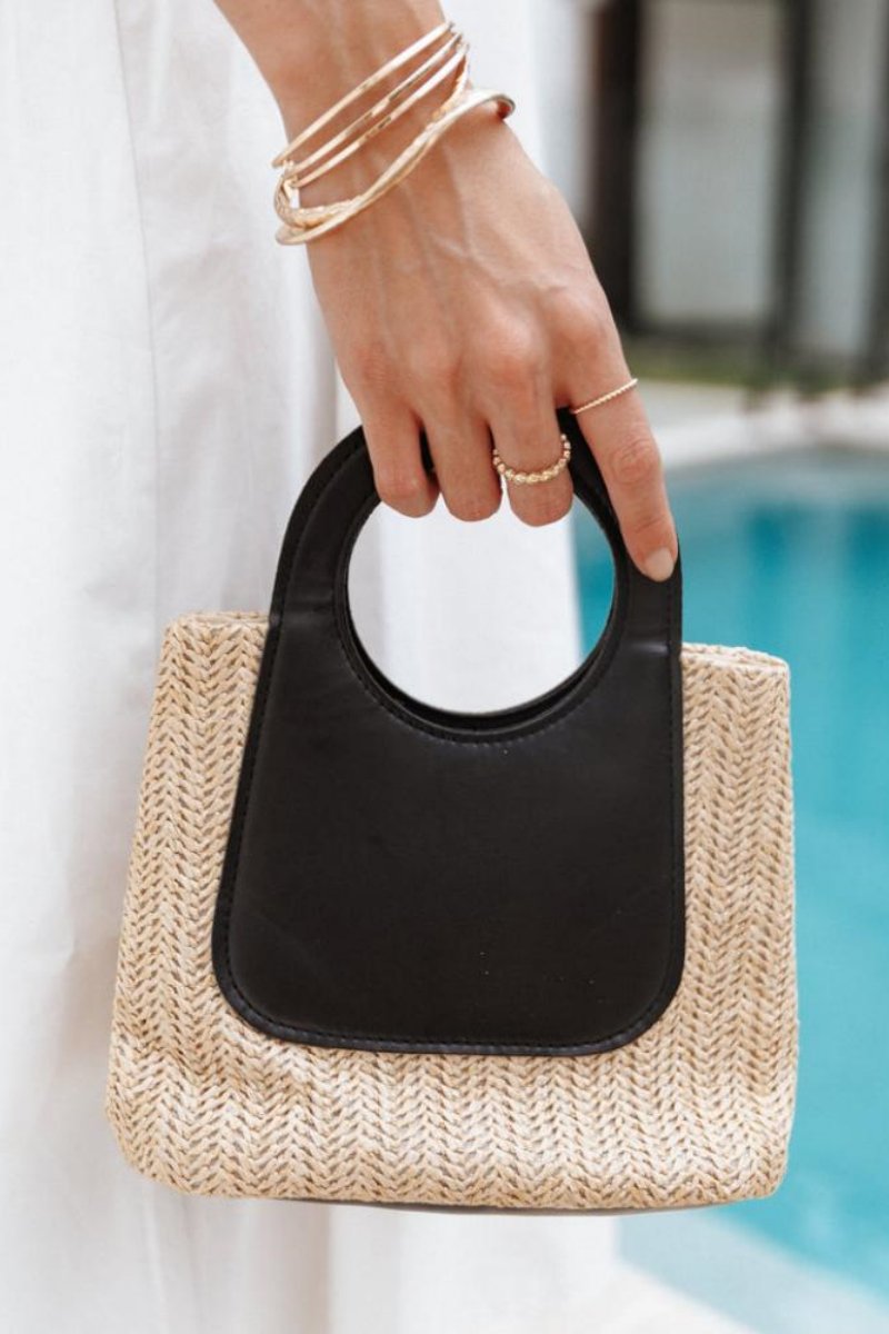 Sigrid Leather Straw Tote Bag-ROVOLE