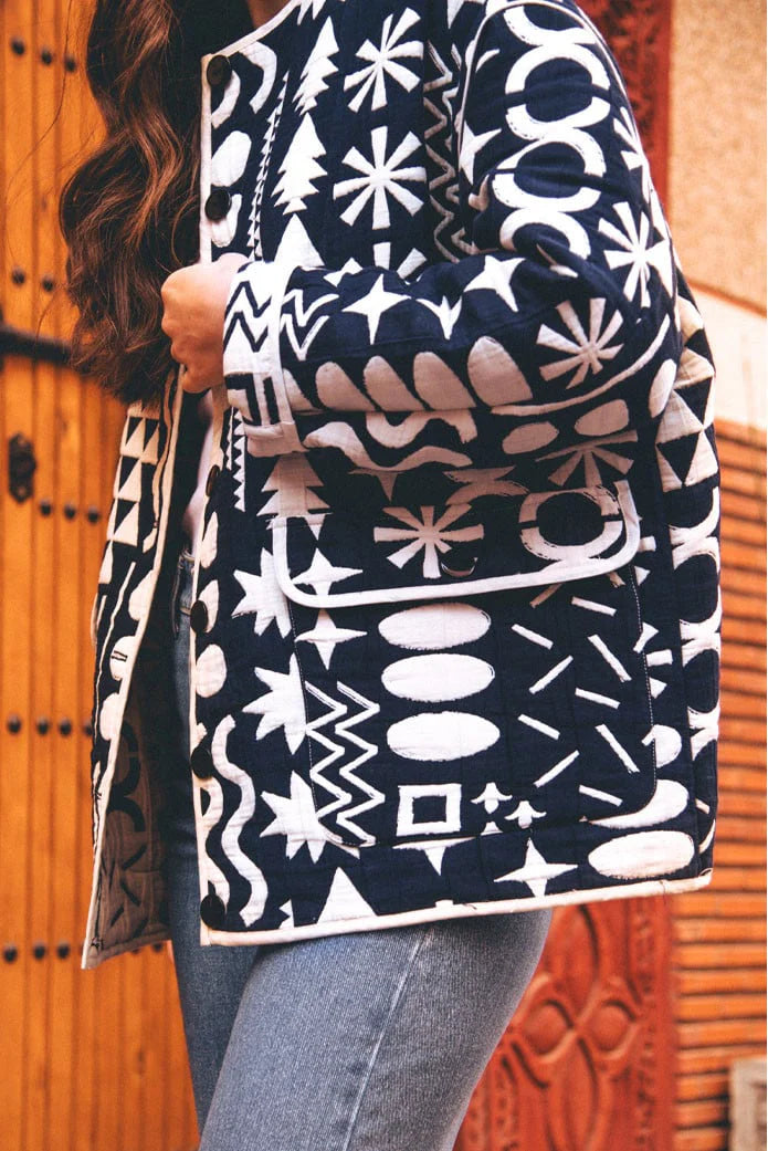 Quilted Floral Print Jacket-ROVOLE