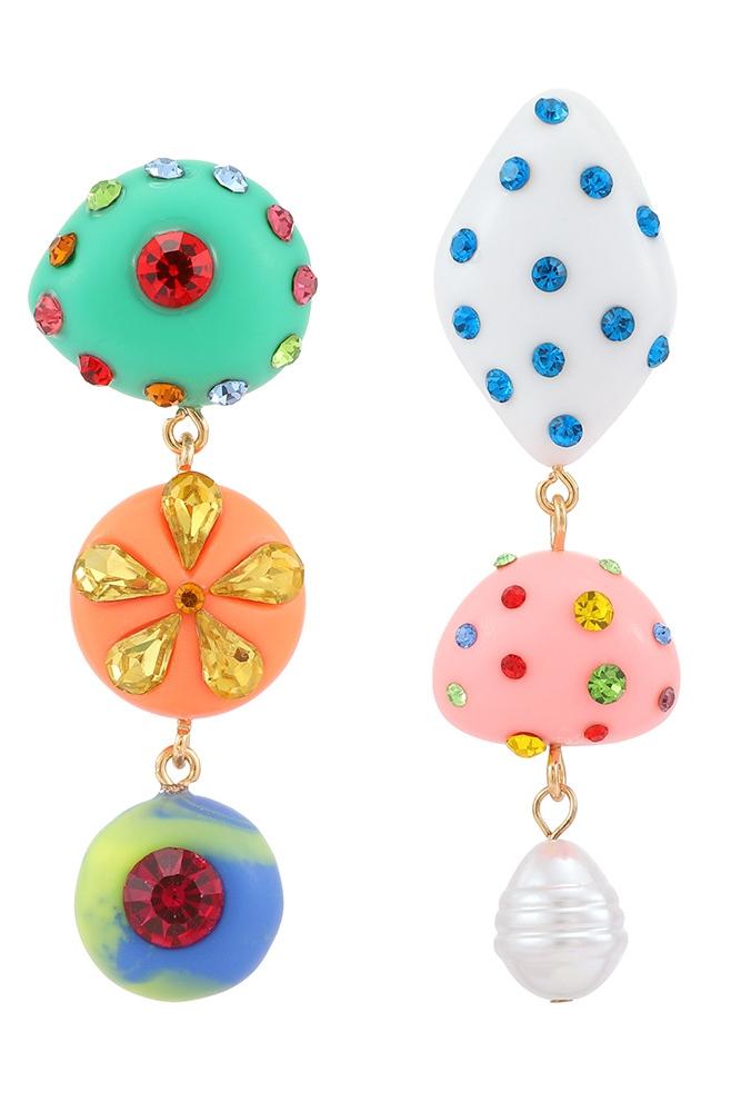 Wiola Colored Rhinestone Earrings-ROVOLE