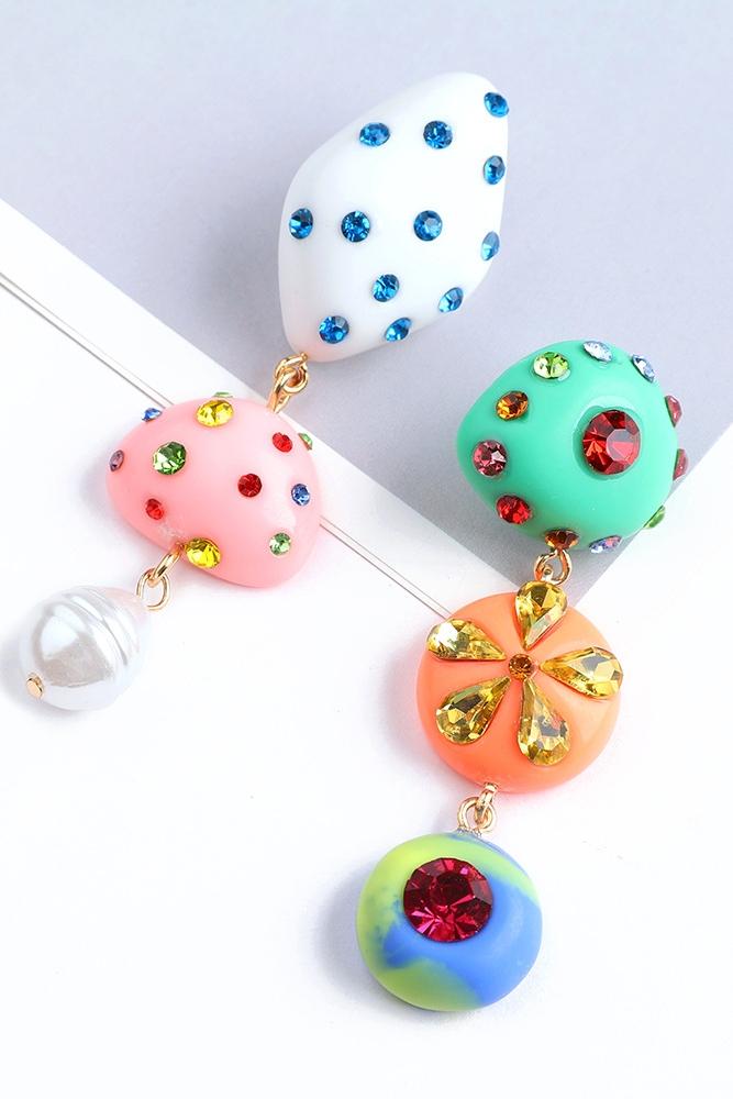 Wiola Colored Rhinestone Earrings-ROVOLE