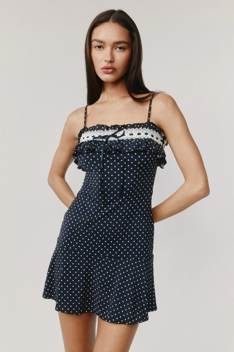 Zoe Polka Dots Mini Dress-ROVOLE