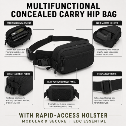 🔫🎒Multifunctional Concealed Carry Hip Bag with Rapid-Access Holster