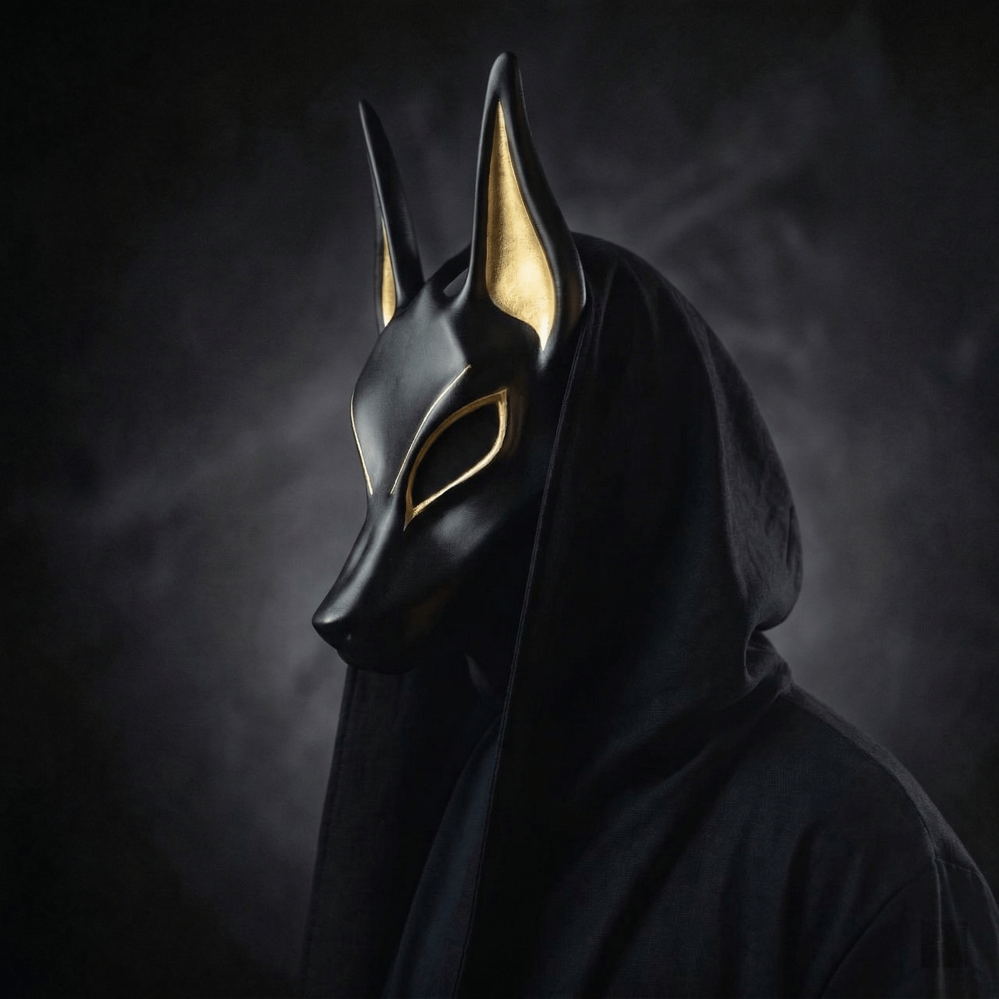 Egyptian Anubis Mask: Hand-Painted Faux Gold Leaf Jackal Mask for Cosplay & Luxury Wall Decor
