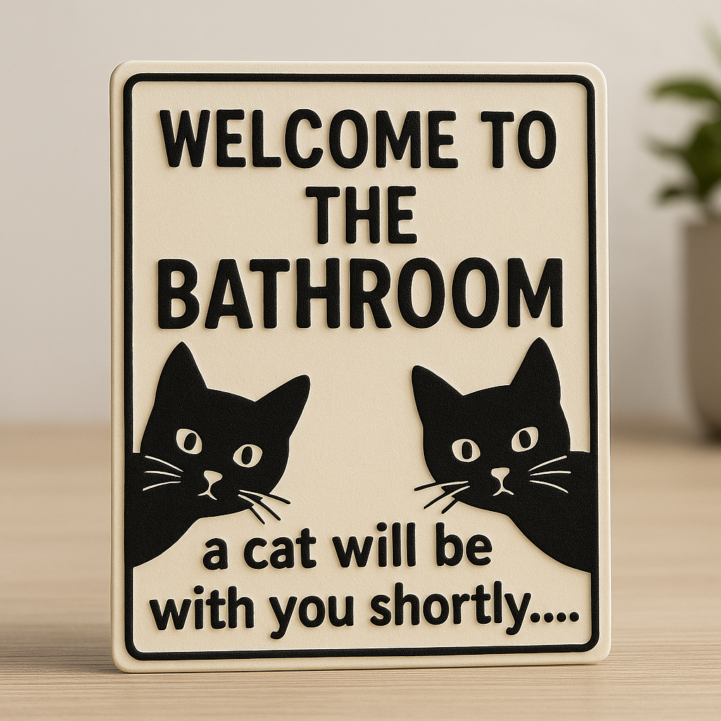 Funny Cat Bathroom Sign