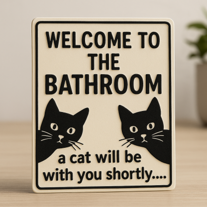 Funny Cat Bathroom Sign
