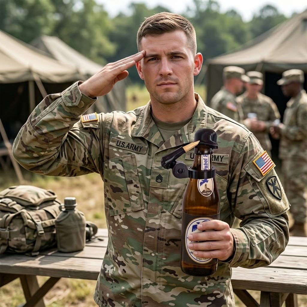 🪖🍺Soldier Salute Beer Bottle Helmet