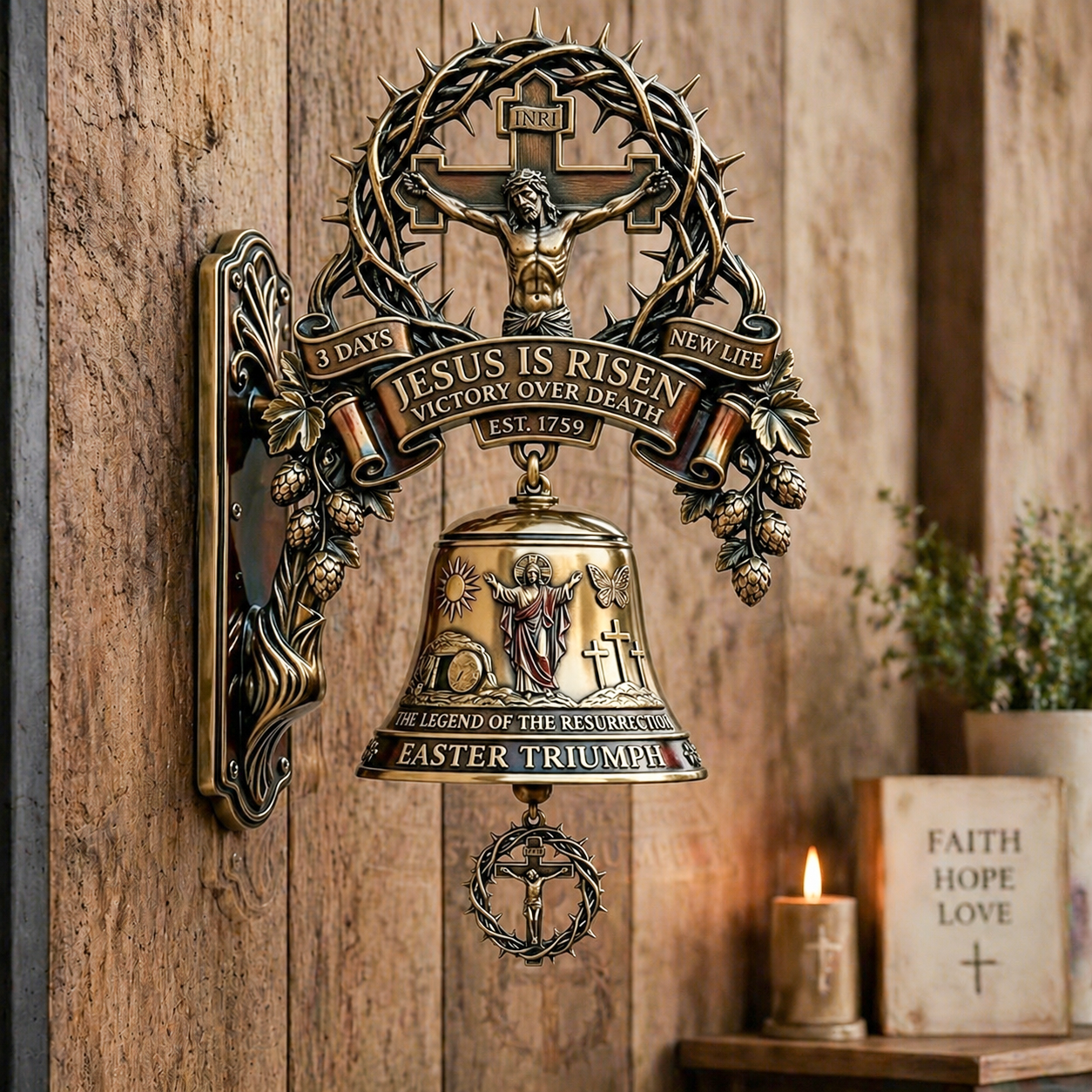 ✝️ Easter Jesus Cross Commemorative Wall Bell – A Sacred Keepsake of Faith