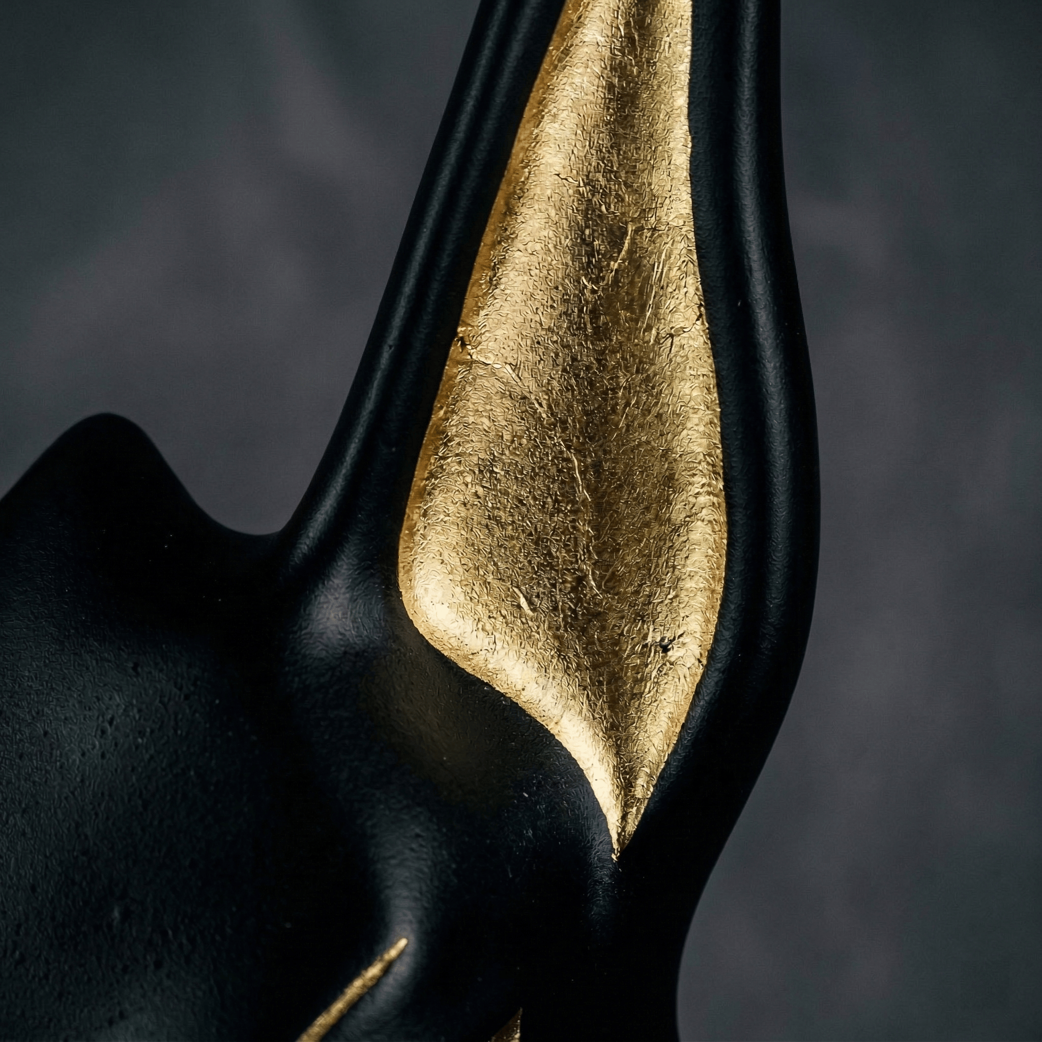 Egyptian Anubis Mask: Hand-Painted Faux Gold Leaf Jackal Mask for Cosplay & Luxury Wall Decor