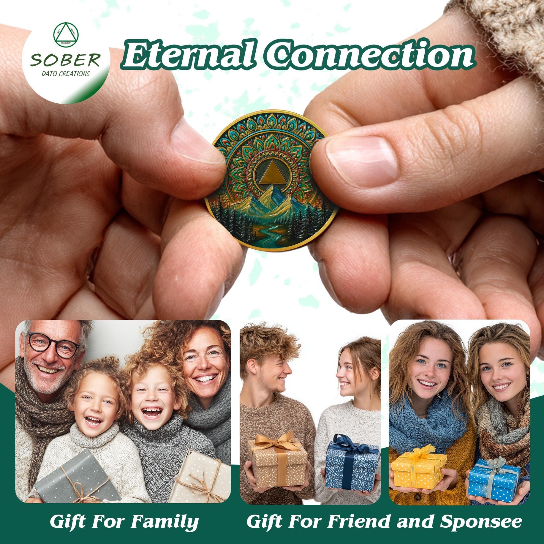AA Sobriety Coin 1–99 Years · Valley Mandala Serenity Prayer Token