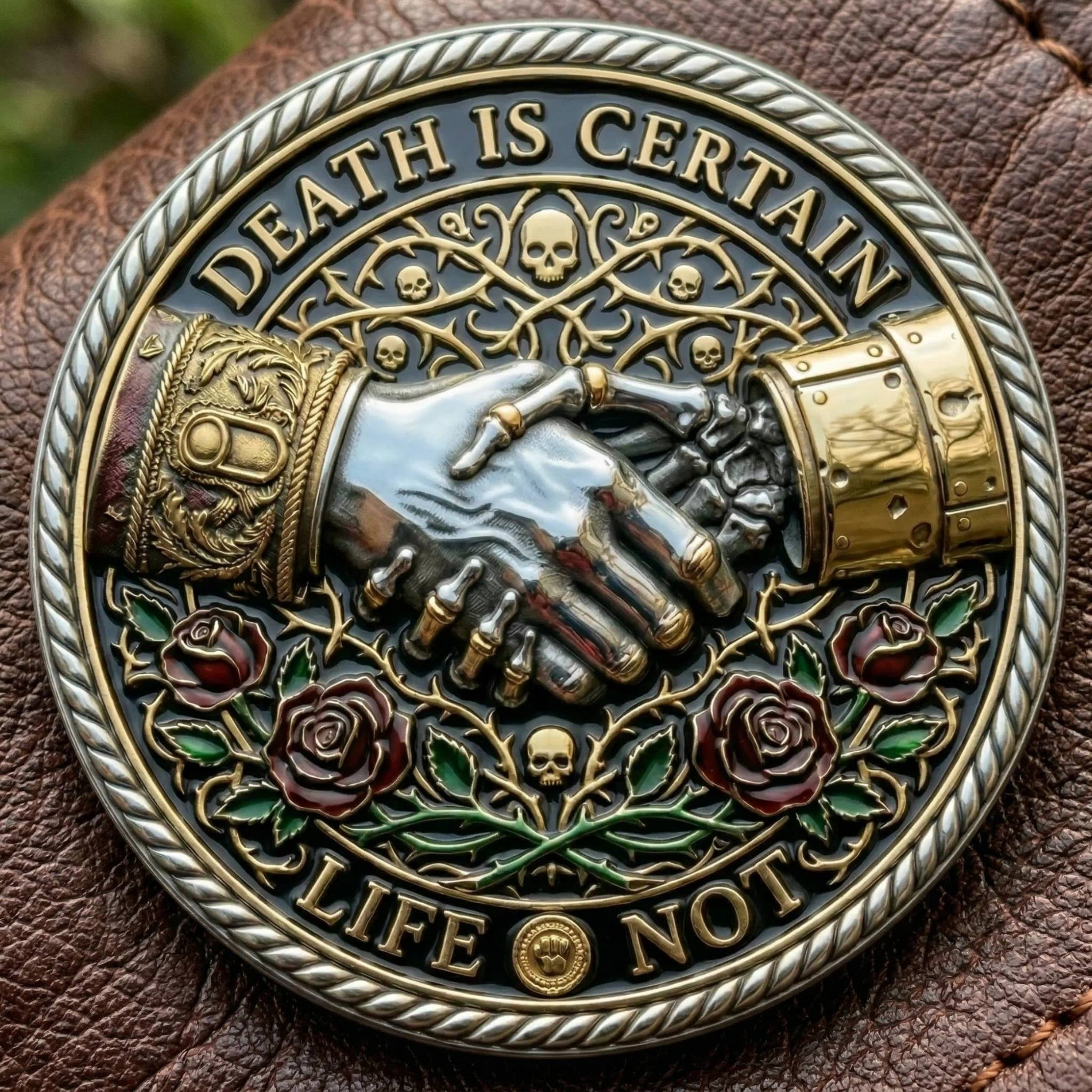 🌹💀Memento Mori Reflection 💎3D Carving Collector-Grade Coin