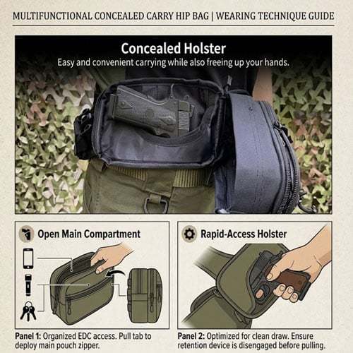 🔫🎒Multifunctional Concealed Carry Hip Bag with Rapid-Access Holster