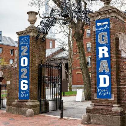🔥LAST DAY 50% OFF - 🎓Class of 2026 Graduation Banner | Congrats Grad Front Door Porch Decor for Graduation Party (✨Set of 2)