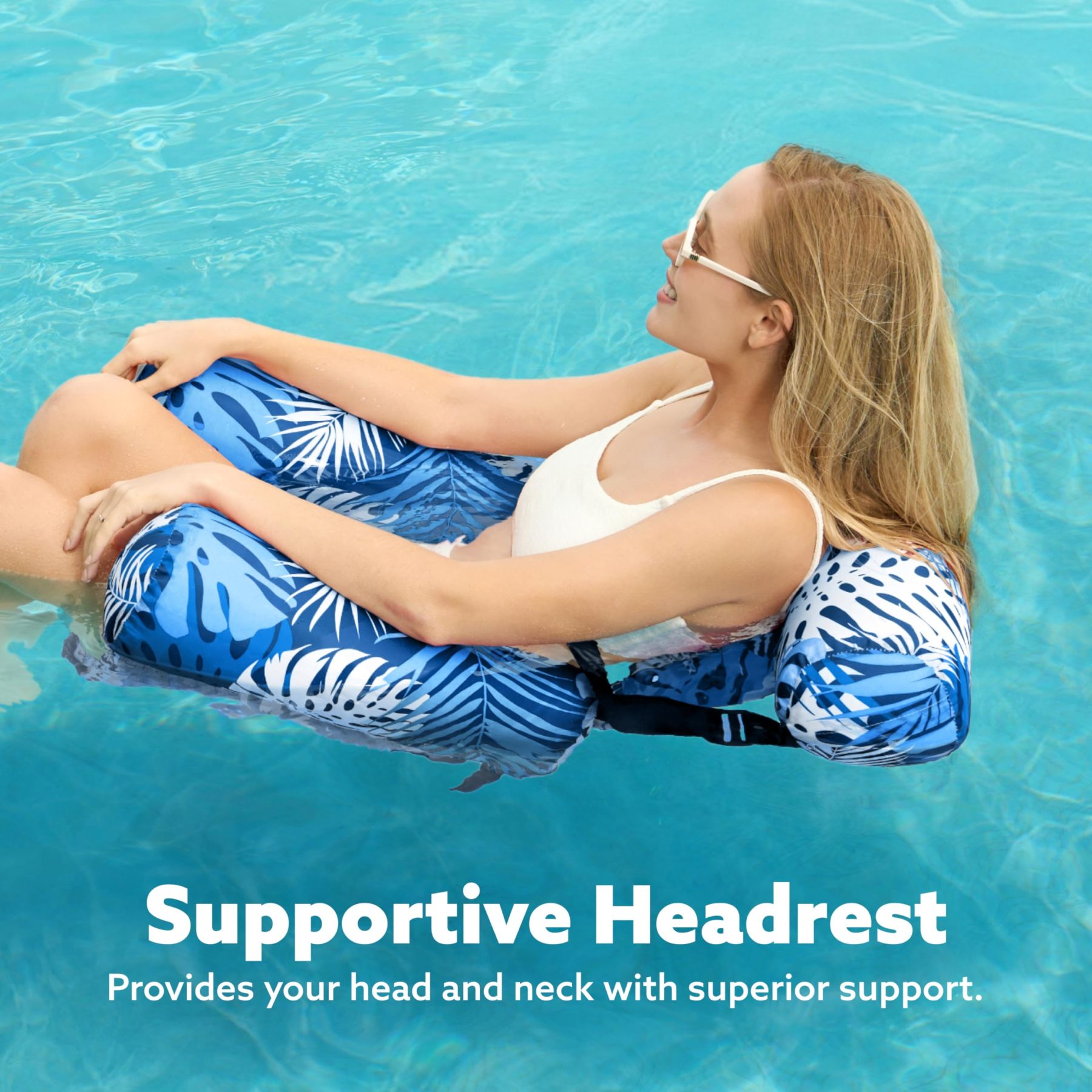 Adjustable Fabric-Covered Inflatable Pool Lounge Chair