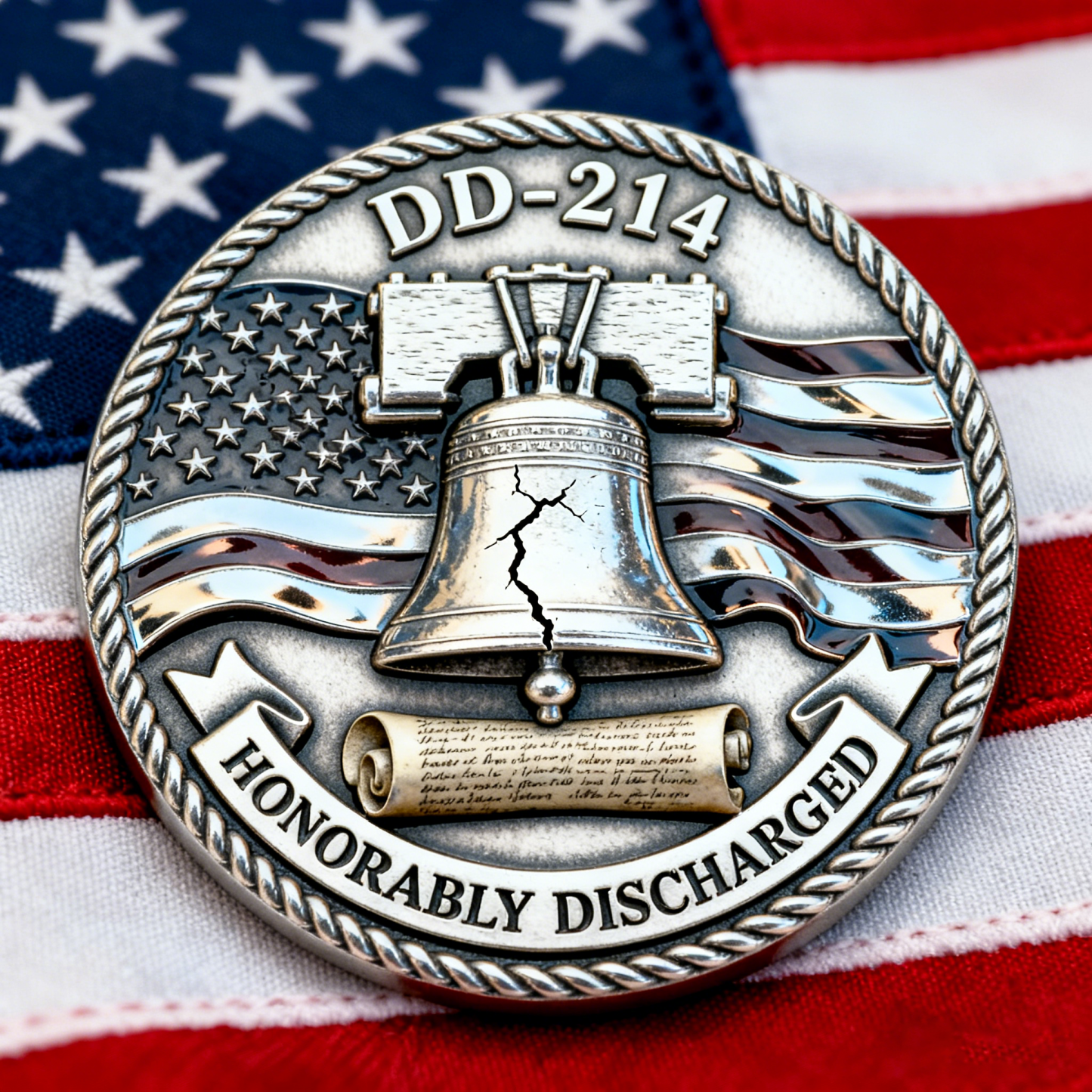 💥DD-214 Honorably Discharged Challenge Coin