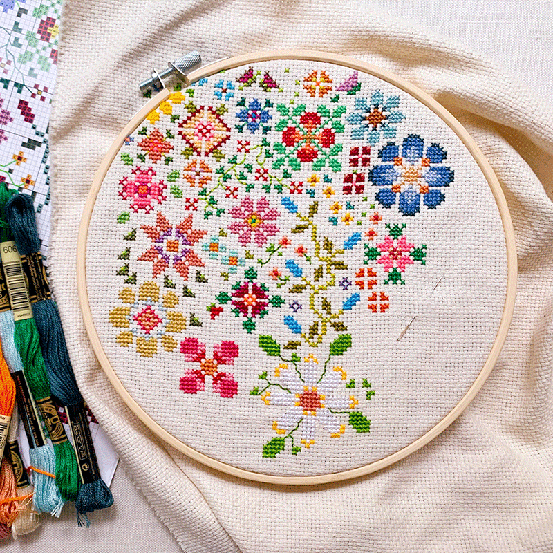 🌸"A Flower a Day" Cross Stitch Kit