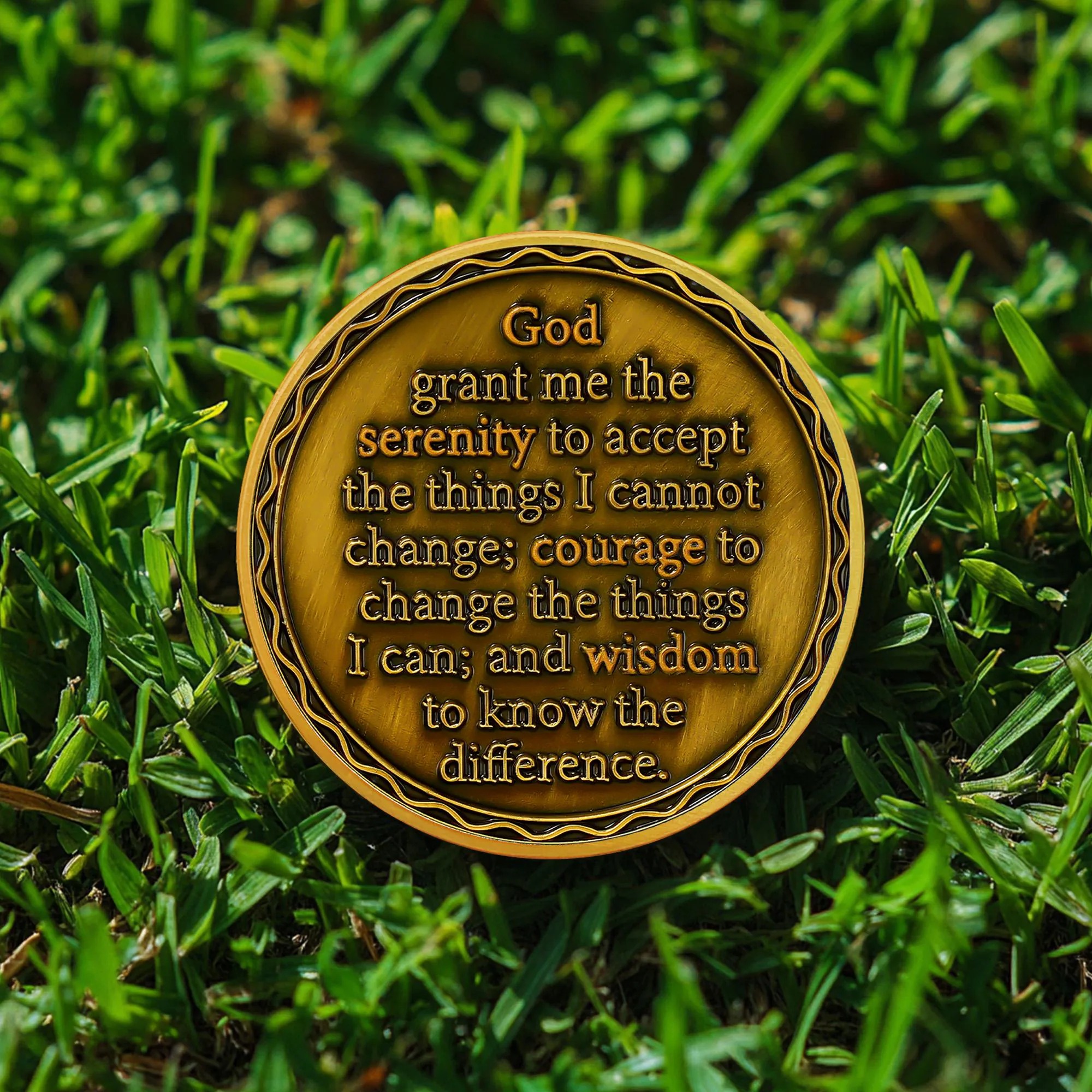 AA Sobriety Coin 1–99 Years · Valley Mandala Serenity Prayer Token