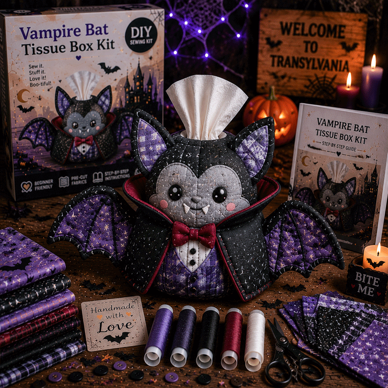 🔥40% Off Last Day - 🎃Halloween Patchwork Tissue Box DIY Sewing Kit