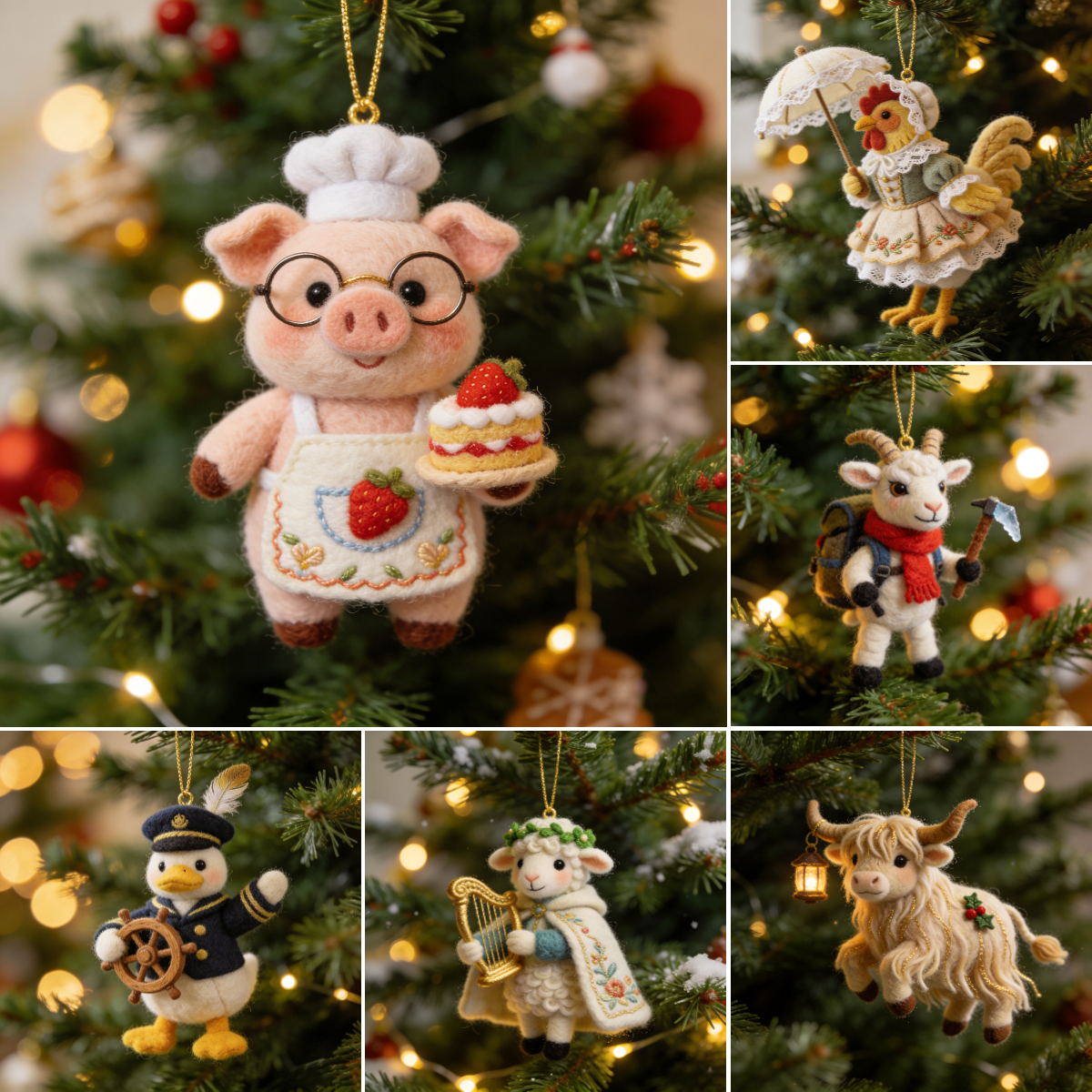 Whimsical Farm Friends Ornaments 🐮🐔🦆🐷🐐🐑