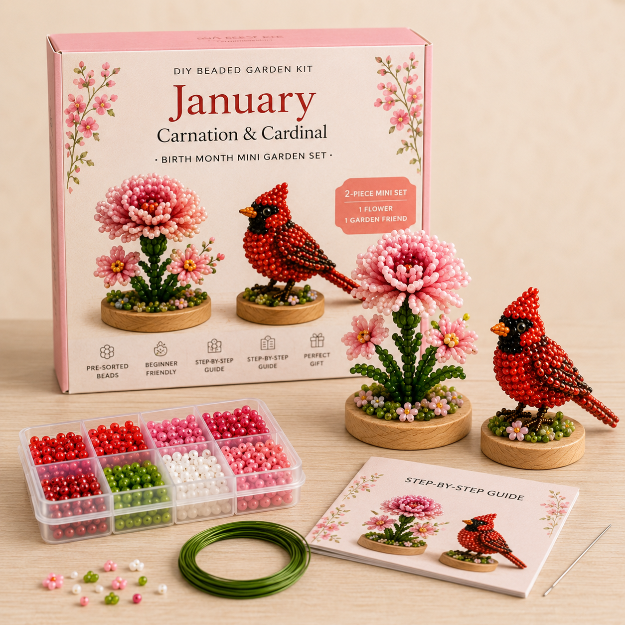 Birth Month Beaded Garden DIY Kit 🌸 Personalized Birthday Craft Gift
