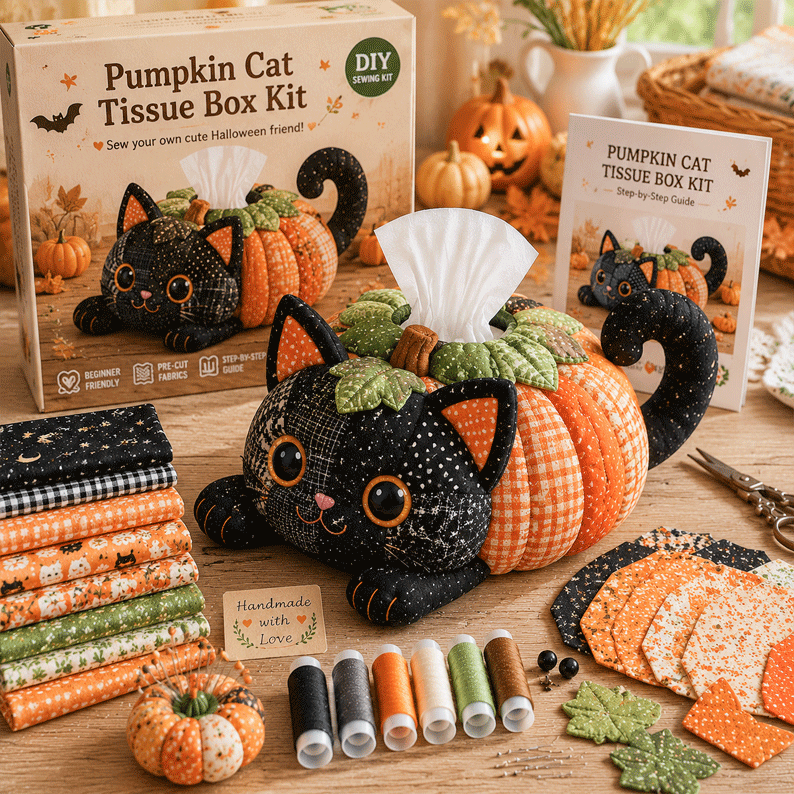🔥40% Off Last Day - 🎃Halloween Patchwork Tissue Box DIY Sewing Kit