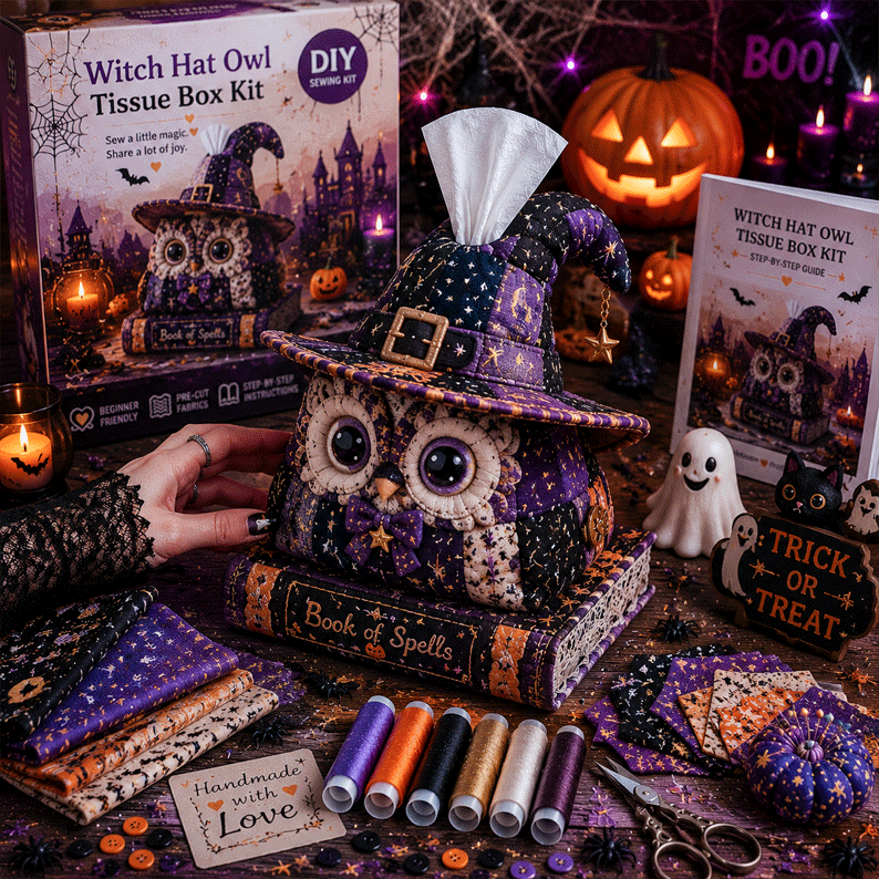 🔥40% Off Last Day - 🎃Halloween Patchwork Tissue Box DIY Sewing Kit