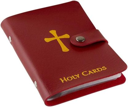 Catholic Faux Leather Holy Card Holder – Pocket Prayer Card Organizer with Snap Closure ✝