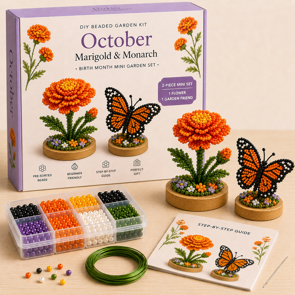 Birth Month Beaded Garden DIY Kit 🌸 Personalized Birthday Craft Gift