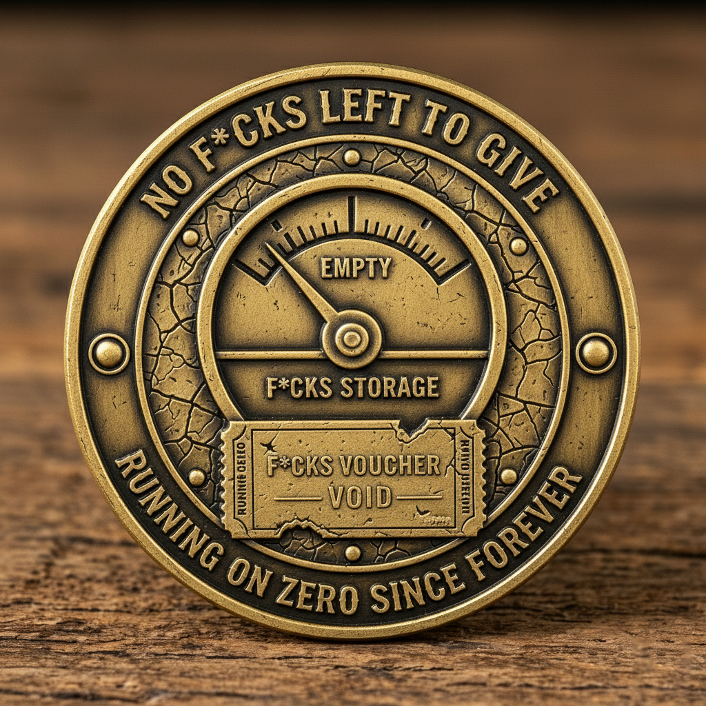 😤🔥ZERO F*CKS GAUGE COIN — Running On Empty Edition