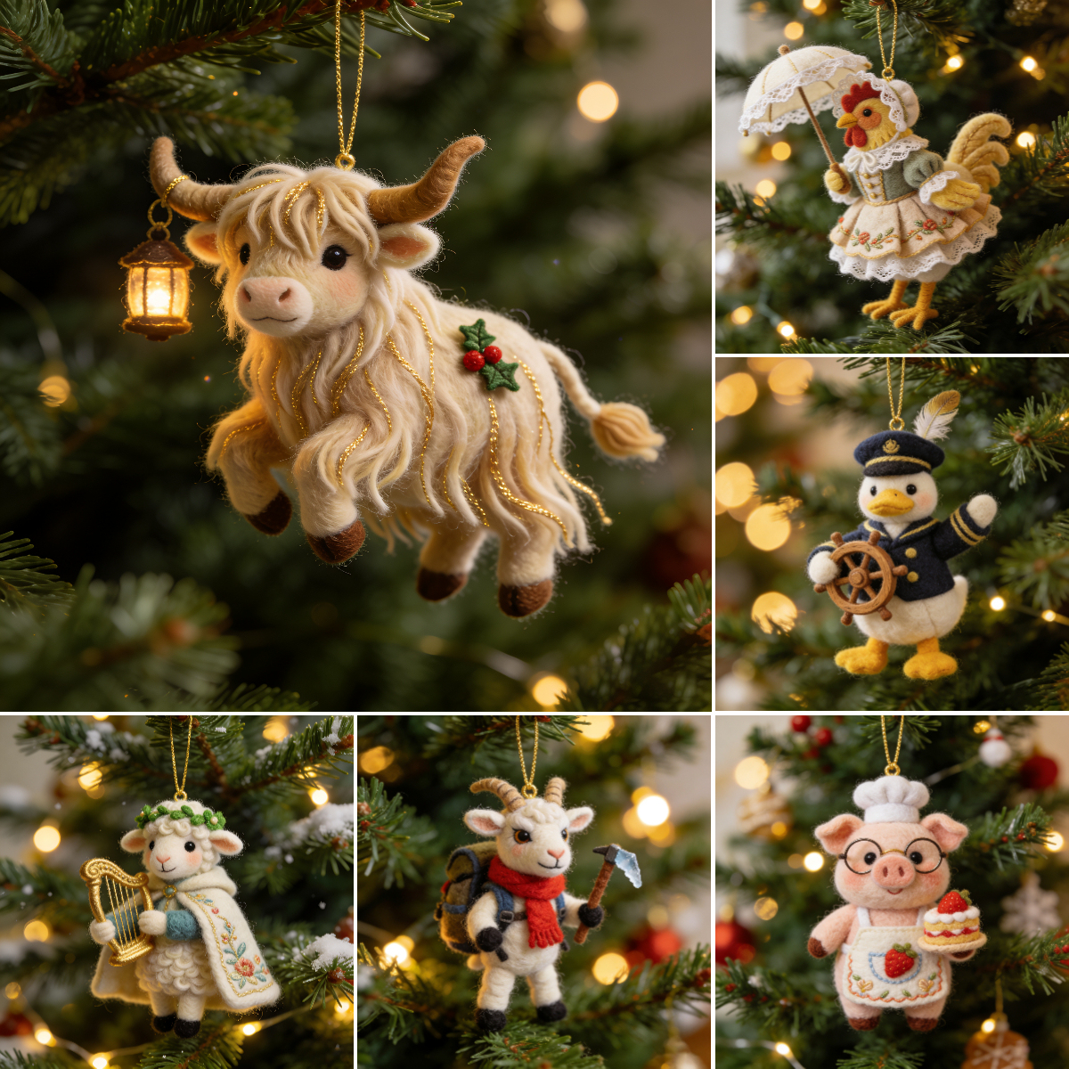 Whimsical Farm Friends Ornaments 🐮🐔🦆🐷🐐🐑