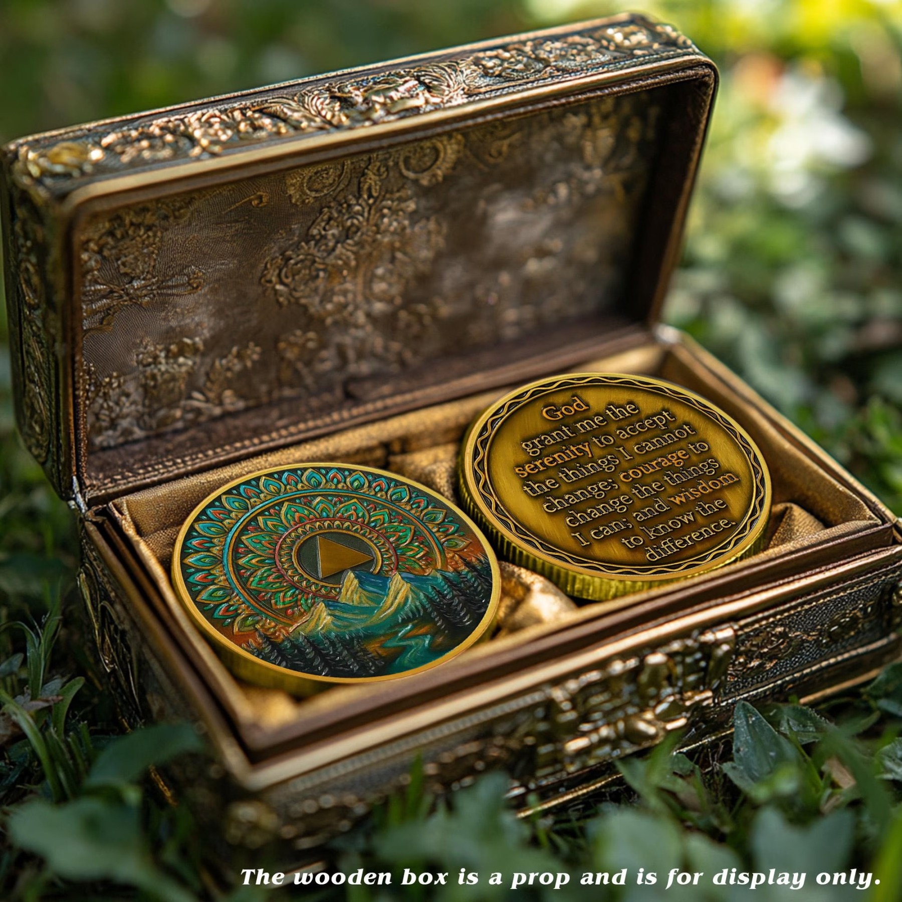 AA Sobriety Coin 1–99 Years · Valley Mandala Serenity Prayer Token