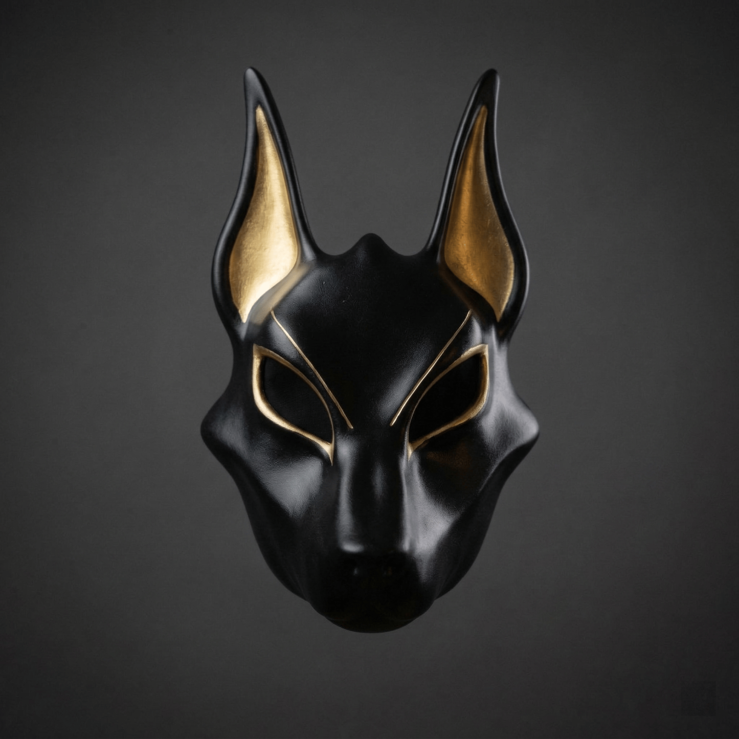 Egyptian Anubis Mask: Hand-Painted Faux Gold Leaf Jackal Mask for Cosplay & Luxury Wall Decor