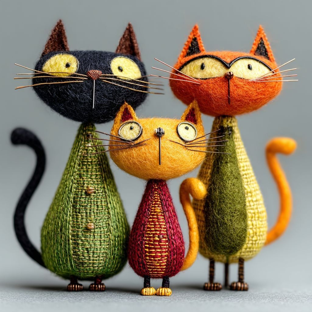 DIY Felt Cats Needle Felting Kit 🐱✨