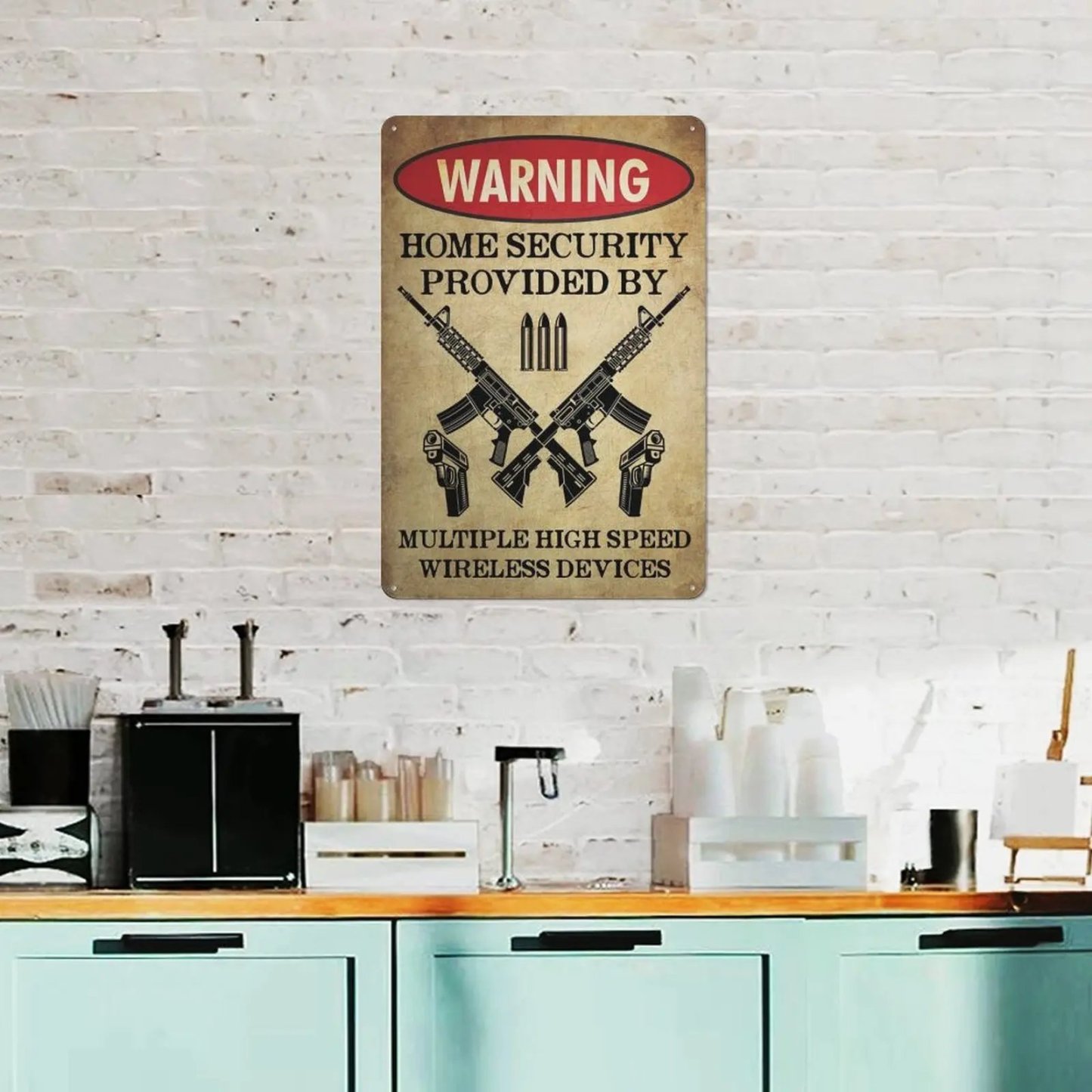 🏠 Home Security Provided By Multiple High Speed Wireless Devices | Tactical Metal Wall Sign