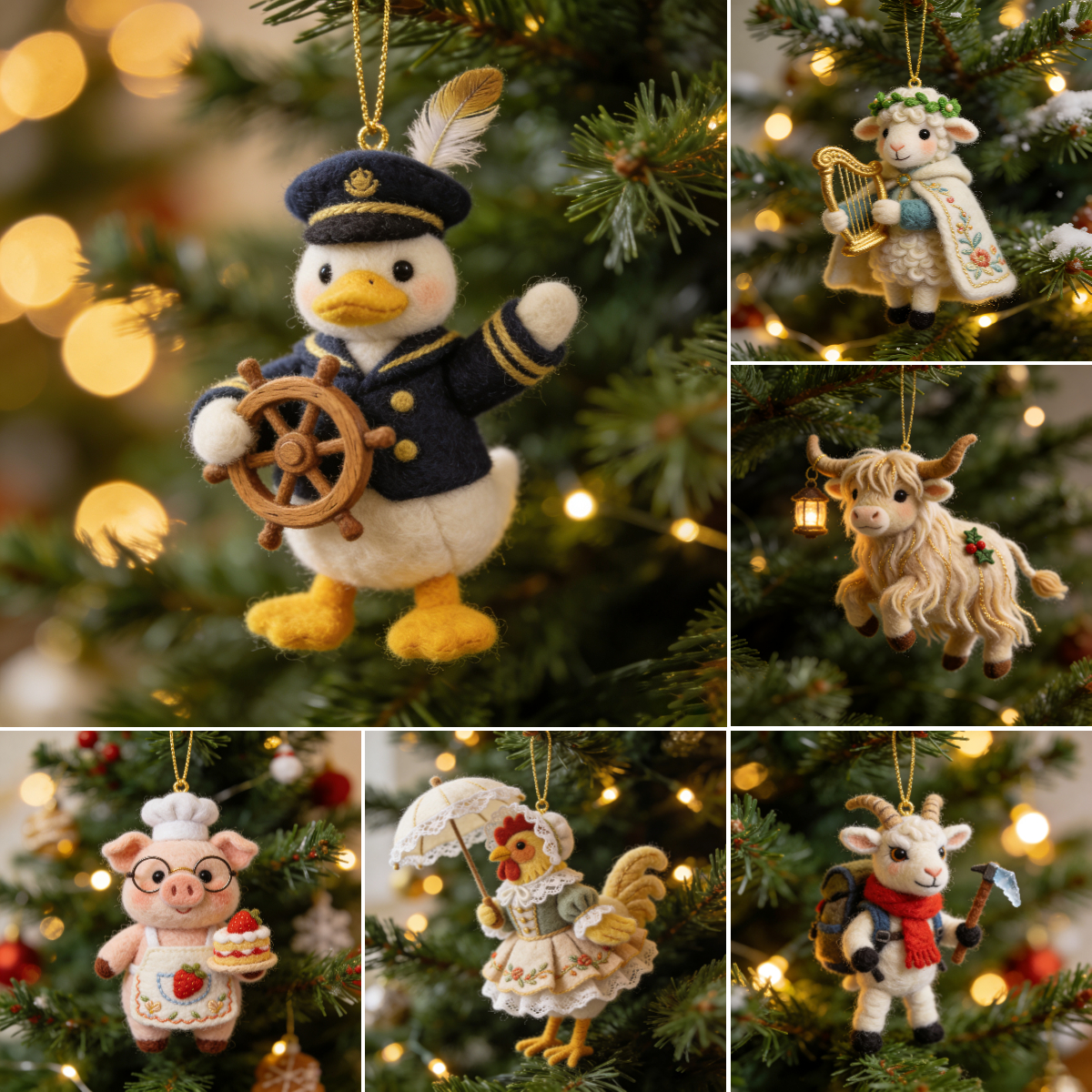 Whimsical Farm Friends Ornaments 🐮🐔🦆🐷🐐🐑