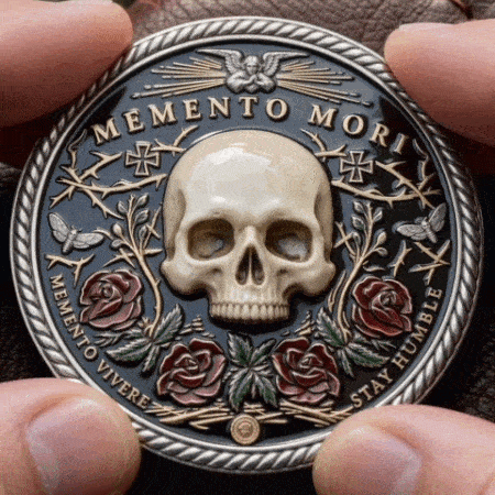 🌹💀Memento Mori Reflection 💎3D Carving Collector-Grade Coin
