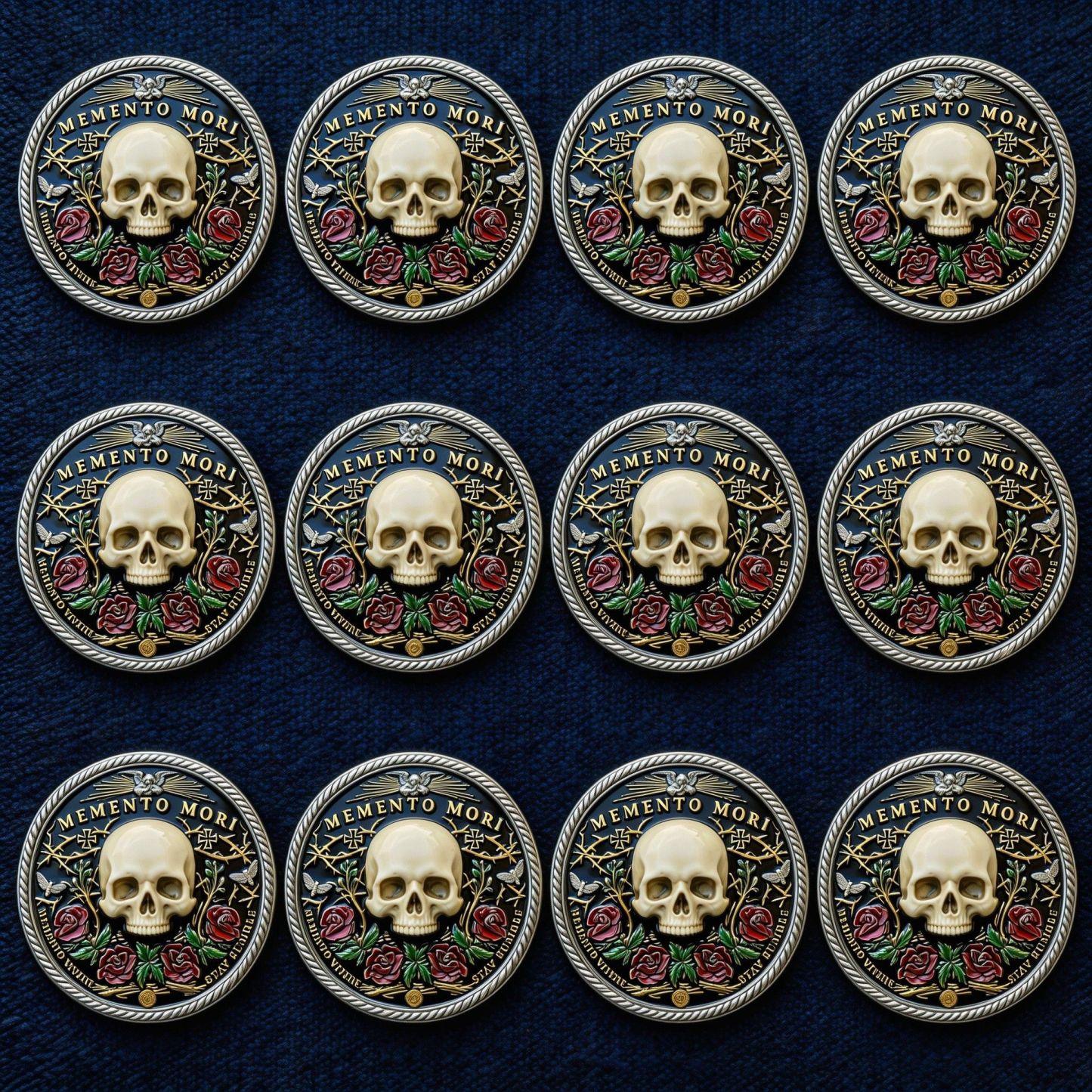 🌹💀Memento Mori Reflection 💎3D Carving Collector-Grade Coin
